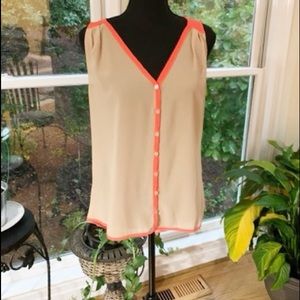 Sheer sleeveless top sz M orange tan